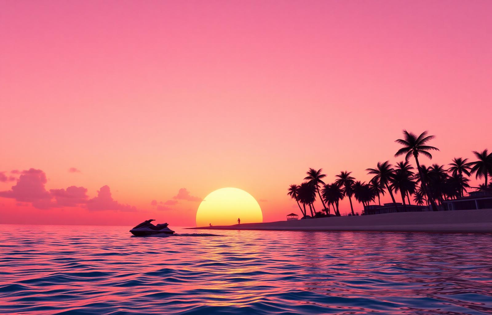 Praia ao pôr do sol